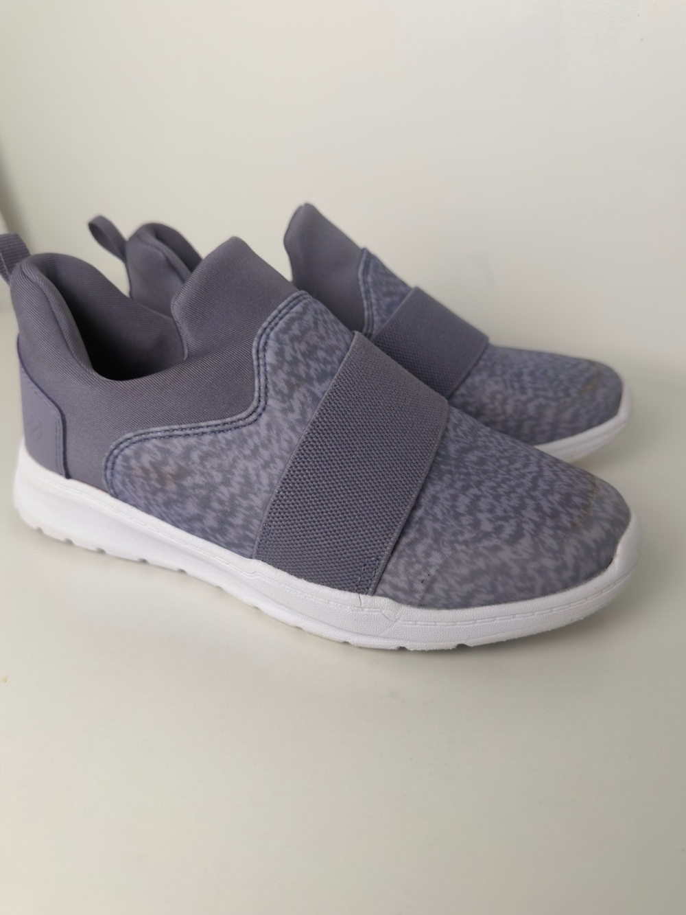 Slip-On Knit Sneakers with Wide Elastic Strap - Light Gray
